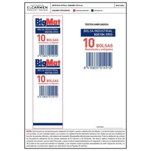 BOLSA DE BASURA BIGMAT INDUSTRIAL ECO GRIS 83X104 (10u) 120L