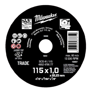 DISCO DE CORTE DE METAL 115 1MM MILWAUKEE