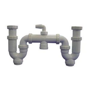 DOBLE SIFON CURVO EXTENS. 1 1/2-Ø40 C/TOMA ELECTRO.